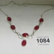 A 100ct African ruby necklace with silver clasp