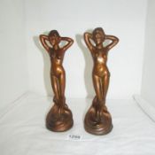 A pair of Art Deco nude figurines