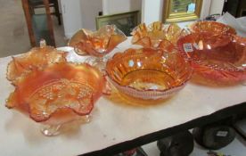 7 carnival glass bowls