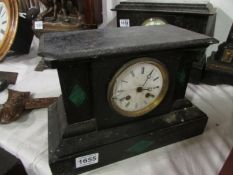 A black marble mantel clock, a/f