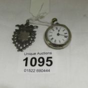 A silver fob and a ladies 800 silver fob watch