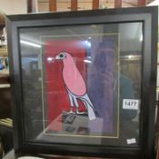 A framed and glazed Gouache painting 'Sacred Falcon' by Christine Healey