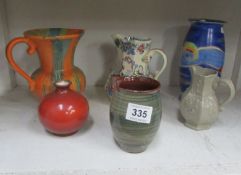 3 pottery jugs including Mason's and 3 vases