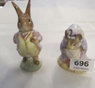 2 Beswick Beatrix Potter figures 'Mr Benjamin Bunny' and 'Ladymouse does a curtsy'