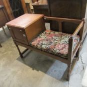 An oak telephone seat