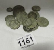 A mixed lot of pre 1947 silver coins including 1826 shilling, 148gms