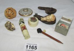 A mixed lot including clay pipe, puzzle ball etc