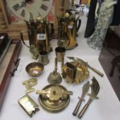 A mixed lot of brassware including trench art