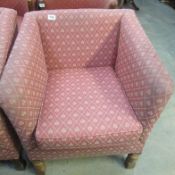 A pink armchair