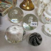 4 glass paperweights