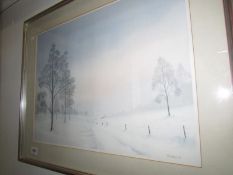 A framed watercolour 'Shades of Winter' by Mike Hatfield