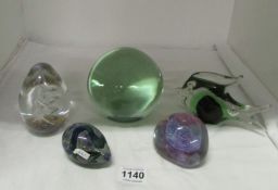 5 glass paperweights