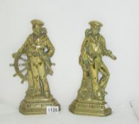 A pair of Victorain brass doorstops, 'Britian's Pride'