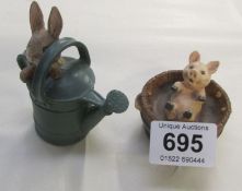 2 John Beswick Beatrix potter figure 'Rabbit in watering can' and 'Pig in bathtub'