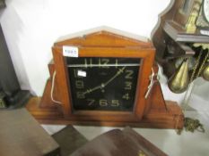 A Deco 8 day mantel clock, IWO with key