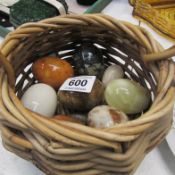 A basket of marble eggs