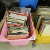 A box of 45rpm records