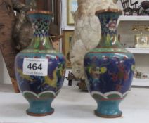 A pair of Cloisonne vases