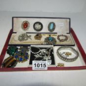 A mixed lot of brooches, pearls, necklaces etc