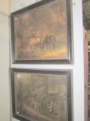 A pair of framed & glazed Victorian lithograhs horse subject