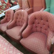 3 pink tub chairs