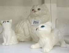 A Beswick white kitten and A Coopercraft cat and kitten