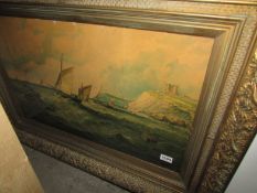 A gilt framed lithograph seascape