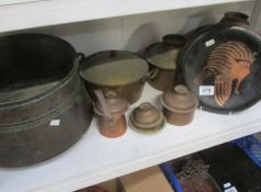 A mixed lot of brass and copper ware