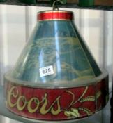 A Coor's pub advertising ceiling light