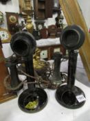 2 old candlestick telephones (missing dials)