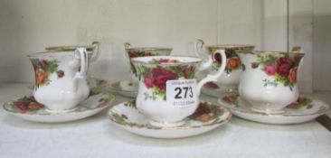 6 Royal Albert Old Country Roses coffee cups and saucers
