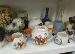 A mixed lot including Royal Albert, hunting scene teapot etc