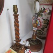 2 wooden table lamp bases