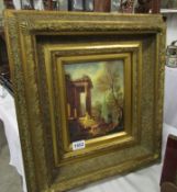 A gilt framed oil on canvas, (classical scene)