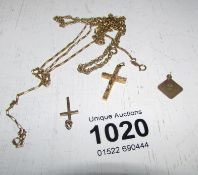 A quantity of 9ct gold chains and pendants,10g.