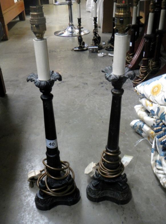 A pair bronze effect table lamps