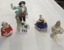 3 china figures and one other item