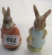 2 Beswick Beatrix Potter figures 'Poorly Peter Rabbit' and 'Mrs Flopsy Bunny'