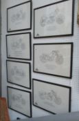 7 framed and glazed motorcycle prints