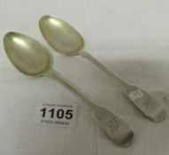 A pair of Georgian silver dessert spoons