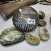 6 hand painted stones