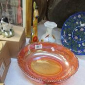 A USSR Giraffe, carnival glass bowl and glass vase