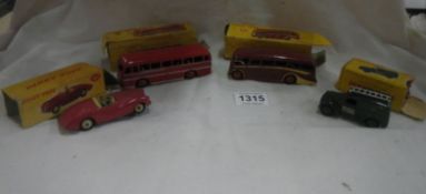 2 Dinky buses (281 & 182), a Sunbeam Alpine and a phone van