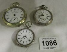 2 silver pocket watches and one other, all a/f