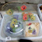 A quantity of anemone decorated glassware