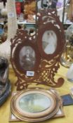 A fretwork photo frame and 2 others