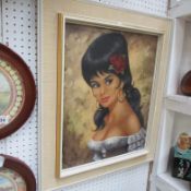A 1950/60's oil on canvas portrait of a lady