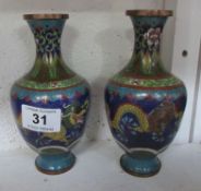 A pair of Cloissonne vases (1 a/f)