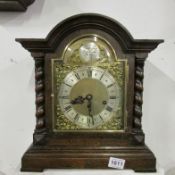 An oak bracket clock