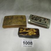 3 snuff boxes including Georgian inkwork scene